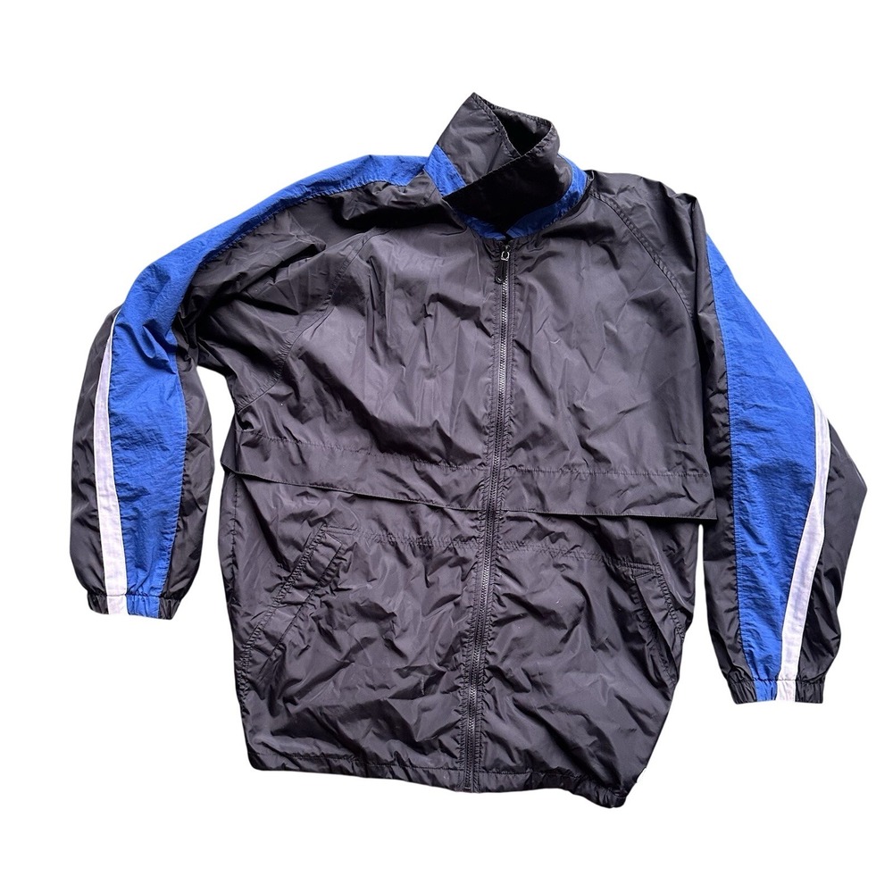 Nike Vintage 90's Swoosh Black/White/Blue Trench Windbreaker‎ Jacket  Men's L